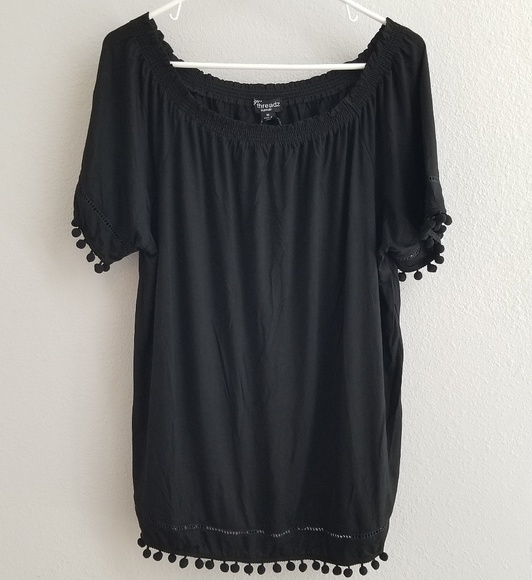 Threadz Basics Tops - Threadz Basics Off Shoulder Bobble Top